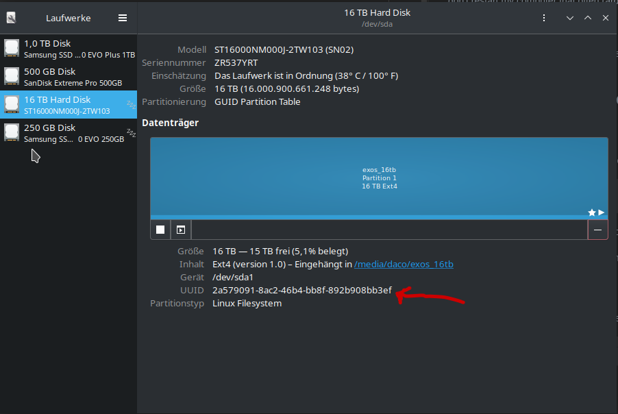 disk manager kde uuid